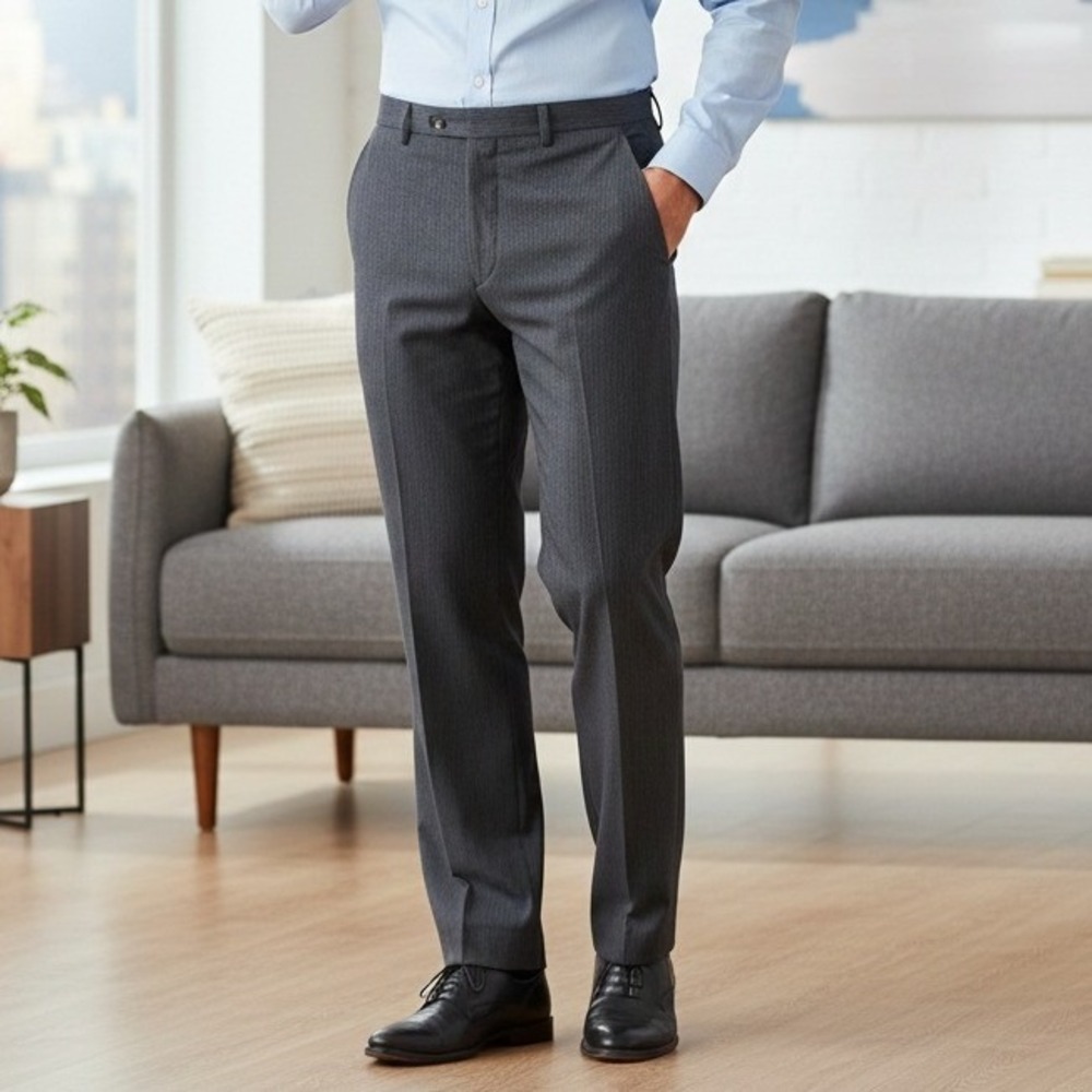 Express Design Studio Director Pinstripe Cotton Pants Charcoal Gray‎ - Size 34